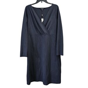New Talbots Ponte Navy Long Sleeve Dress with Criss Cross Top